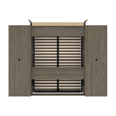 Bestar Versatile Queen Murphy Bed with 2 Shelving Units (115W), Walnut Grey 42883-000035